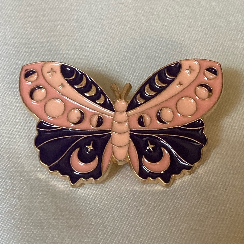 Pink Celestial Butterfly Brooch Pin